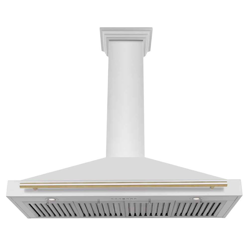 ZLINE Autograph Edition 48-inch range hood in stainless steel and polished gold accents KB4STZ-48-G, view 4