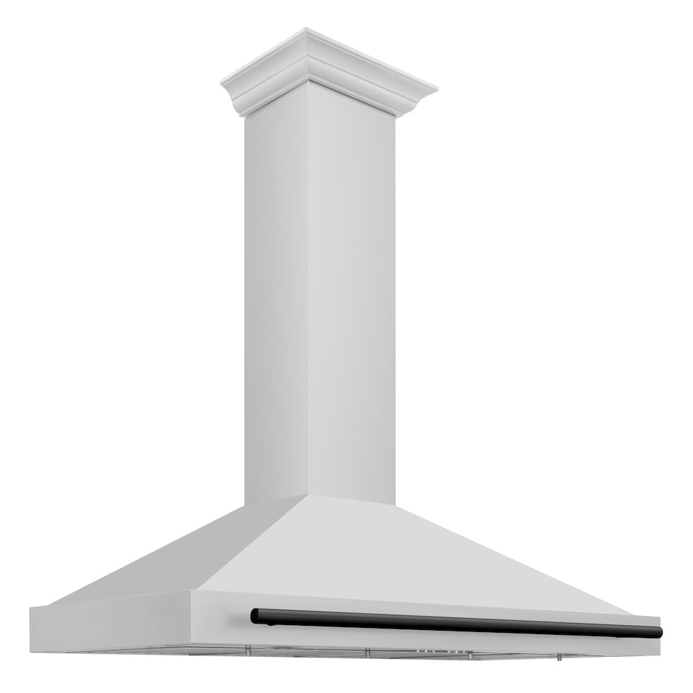 ZLINE Autograph Edition 48-inch range hood in stainless steel and matte black accents KB4STZ-48-MB