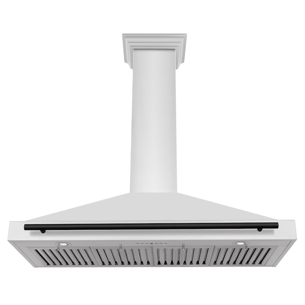 ZLINE Autograph Edition 48-inch range hood in stainless steel and matte black accents KB4STZ-48-MB, view 3