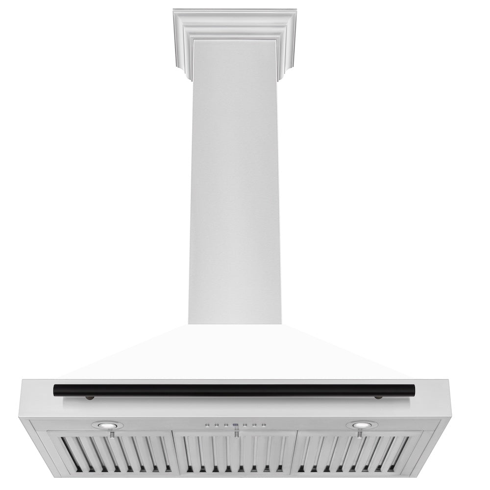 ZLINE Autograph Edition 36-inch range hood in white matte and matte black accents KB4STZ-WM36-MB, view 5