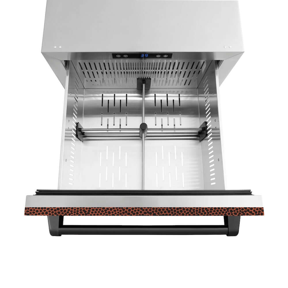 ZLINE Touchstone 24-inch refrigerator in hand-hammered copper RDSO-HH-24, detail
