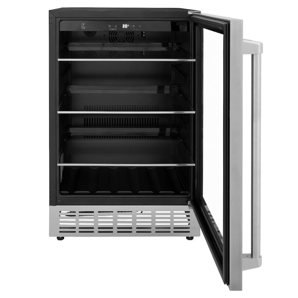 ZLINE Monument 24-inch beverage fridge in stainless steel RBV-US-24, front view