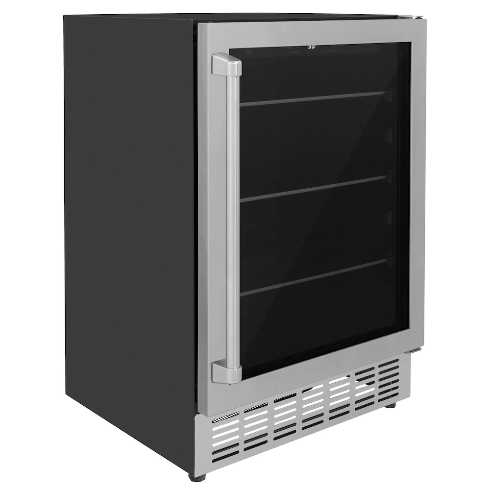ZLINE Monument 24-inch beverage fridge in stainless steel RBV-US-24, side view