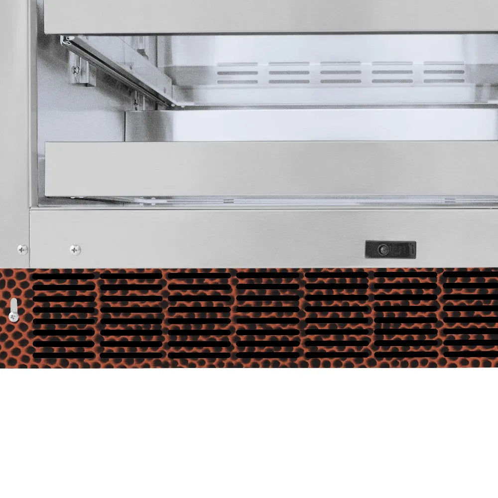 ZLINE Touchstone 24-inch beverage fridge in hand-hammered copper RBSO-HH-24, detail