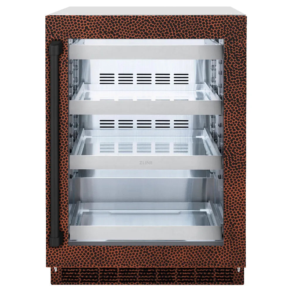 ZLINE Touchstone 24-inch beverage fridge in hand-hammered copper RBSO-HH-24