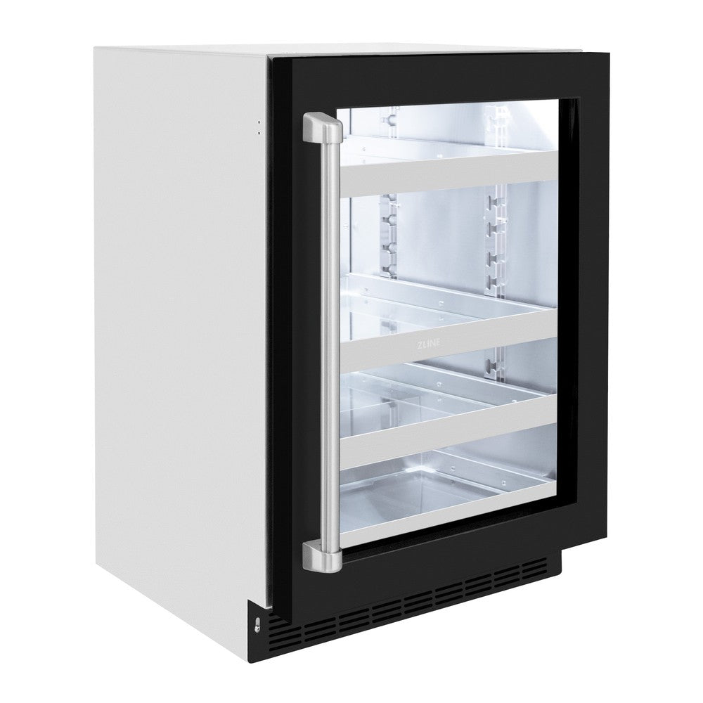 ZLINE Touchstone 24-inch beverage fridge in stainless steel with black matte door RBSO-BLM-24, view 5