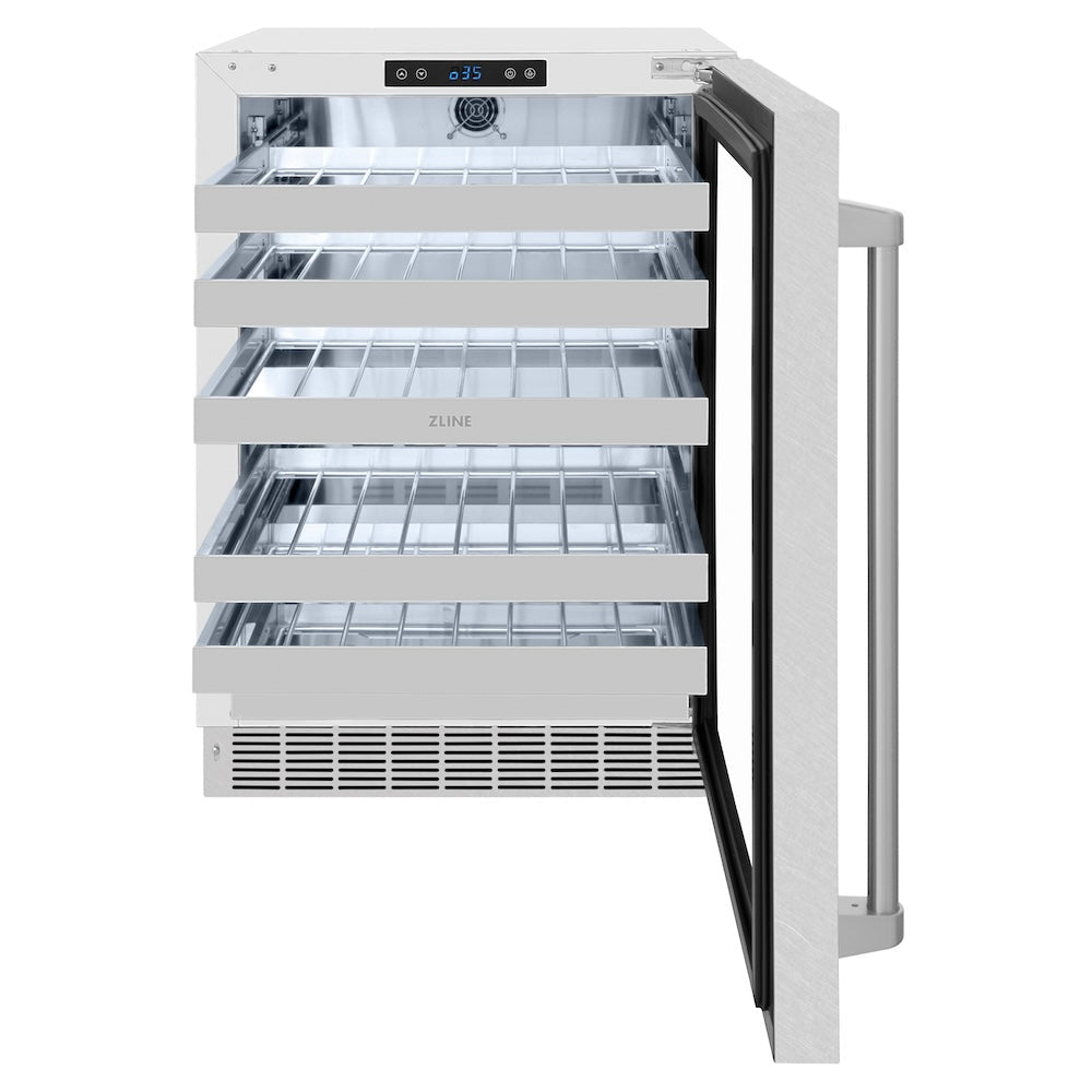 ZLINE Touchstone 24-inch wine cooler in satin stainless steel RWDO-SN-24, front view