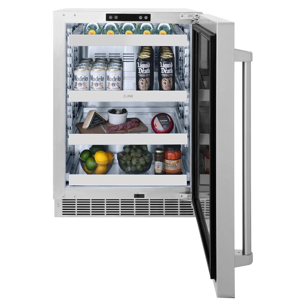 ZLINE Touchstone 24-inch beverage fridge in stainless steel RBSO-ST-24, front view