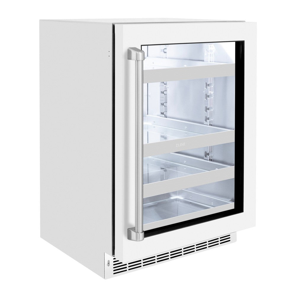 ZLINE Touchstone 24-inch beverage fridge in stainless steel with white matte door RBSO-WM-24, view 5