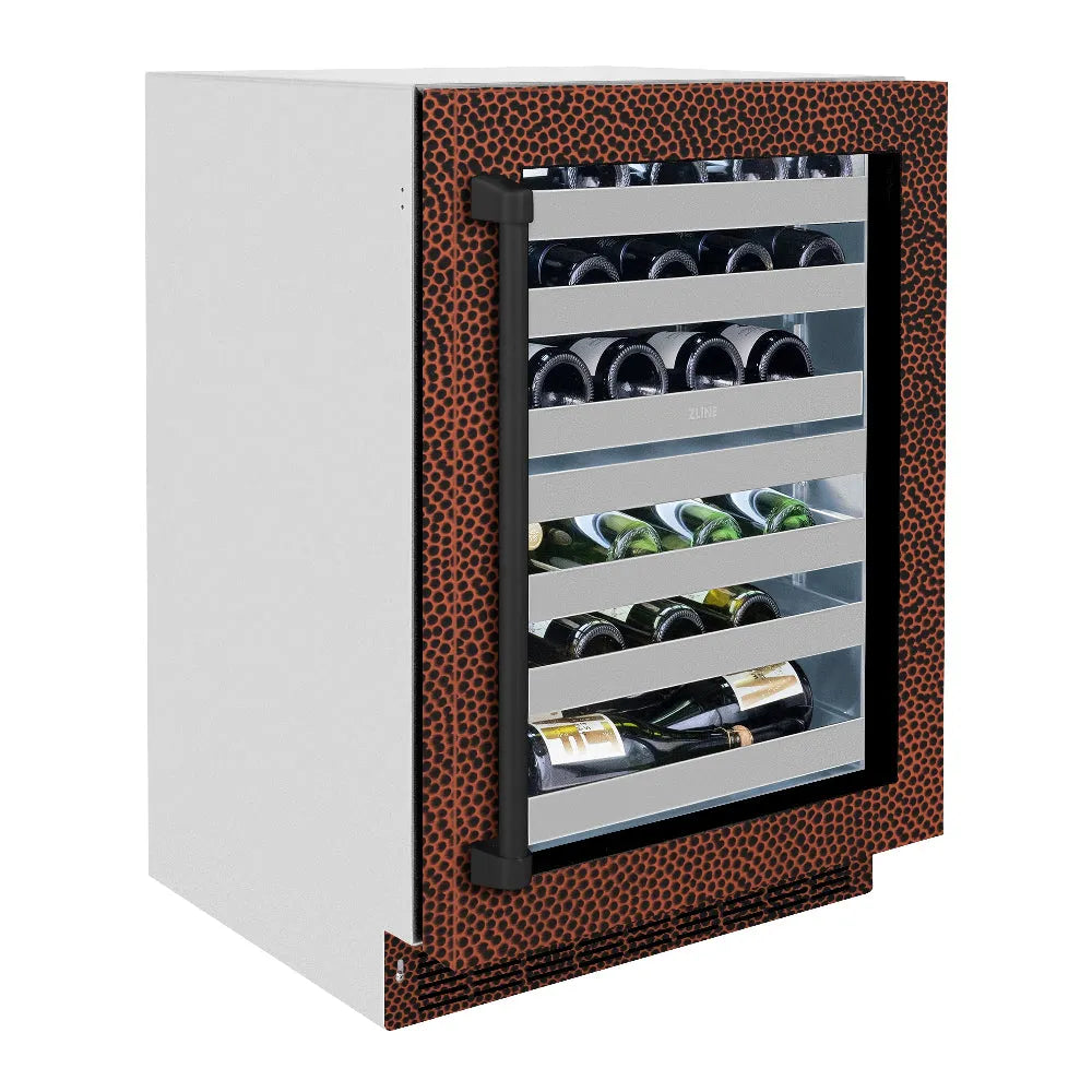ZLINE Touchstone 24-inch wine cooler in hand-hammered copper RWDO-HH-24, view 3