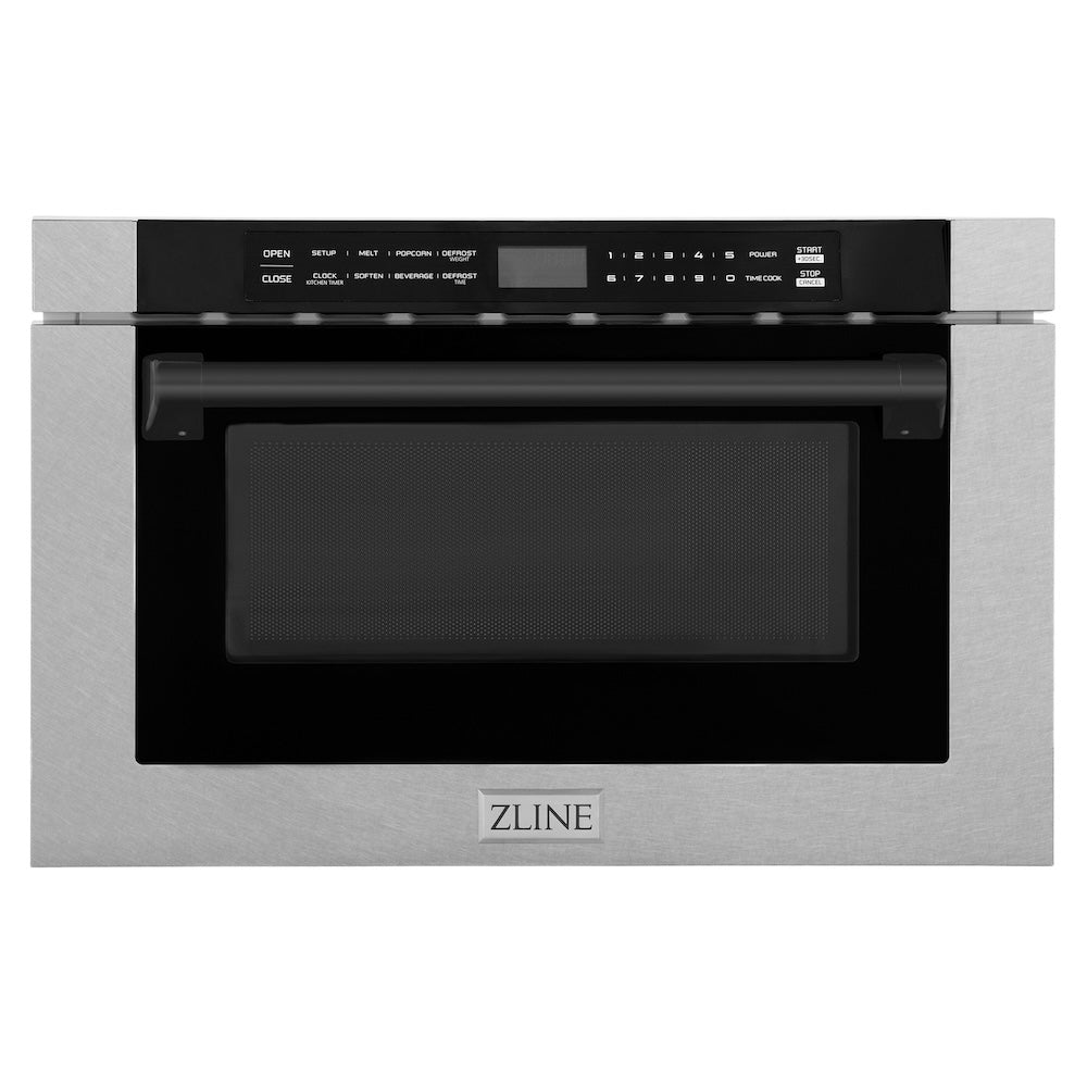 ZLINE Autograph Edition 24-inch microwave in satin stainless steel and matte black accents MWDZ-1-SS-H-MB, view 3