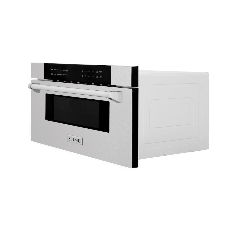 ZLINE 30-inch microwave in satin stainless steel MWD-30-SS, side view