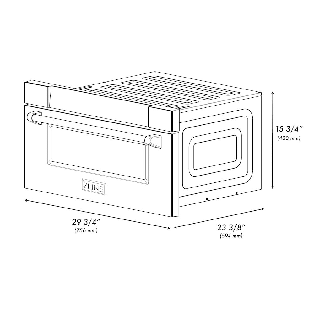 ZLINE Autograph Edition 30-inch microwave in satin stainless steel and polished gold accents MWDZ-30-SS-G, view 6
