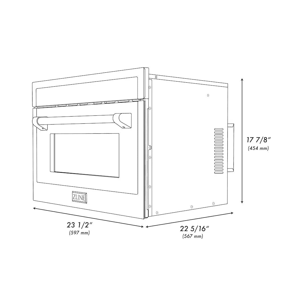 ZLINE Autograph Edition 24-inch microwave in satin stainless steel and champagne bronze accents MWOZ-24-SS-CB, view 7