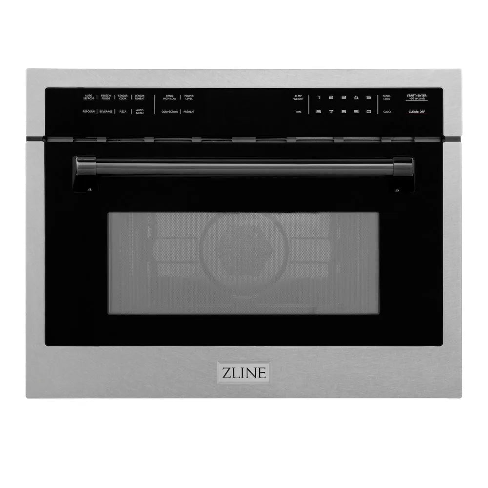 ZLINE Autograph Edition 24-inch microwave in satin stainless steel and matte black accents MWOZ-24-SS-MB, view 3