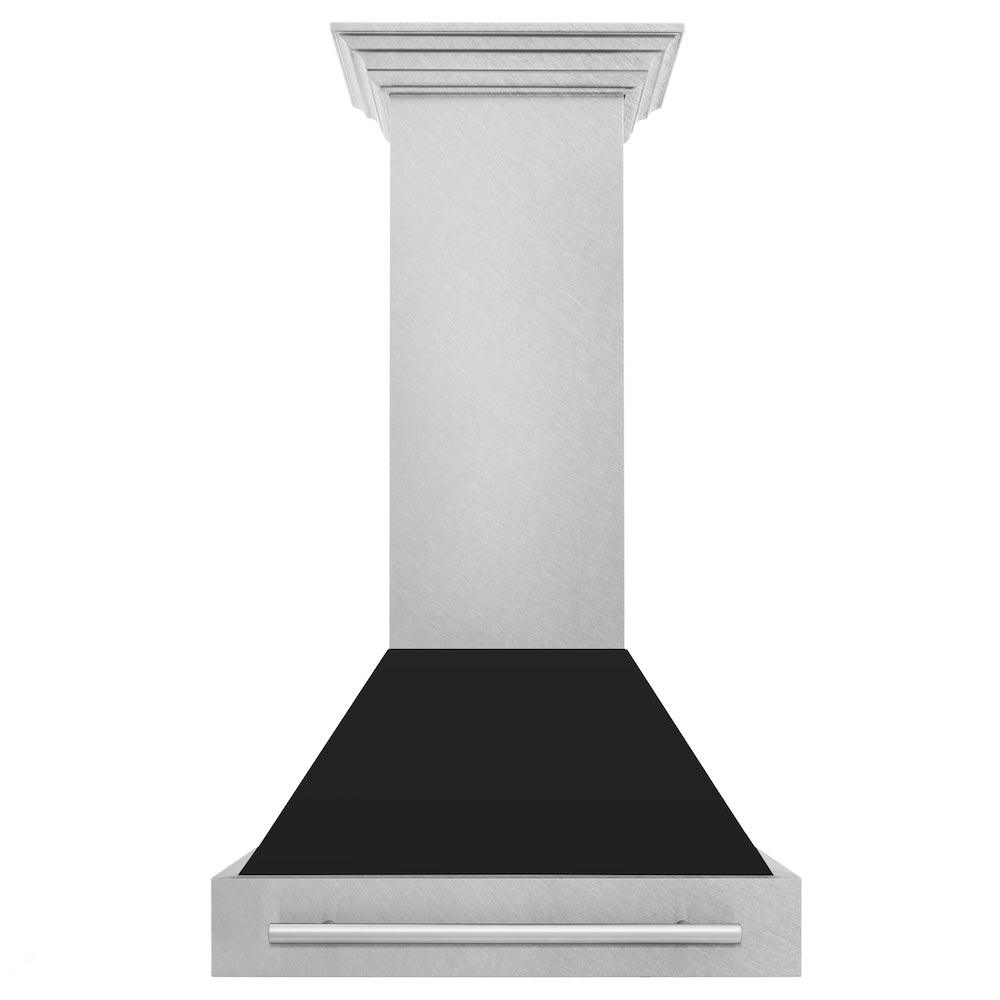 ZLINE 30-inch range hood in satin stainless steel 8654SNX-BLM-30, front view