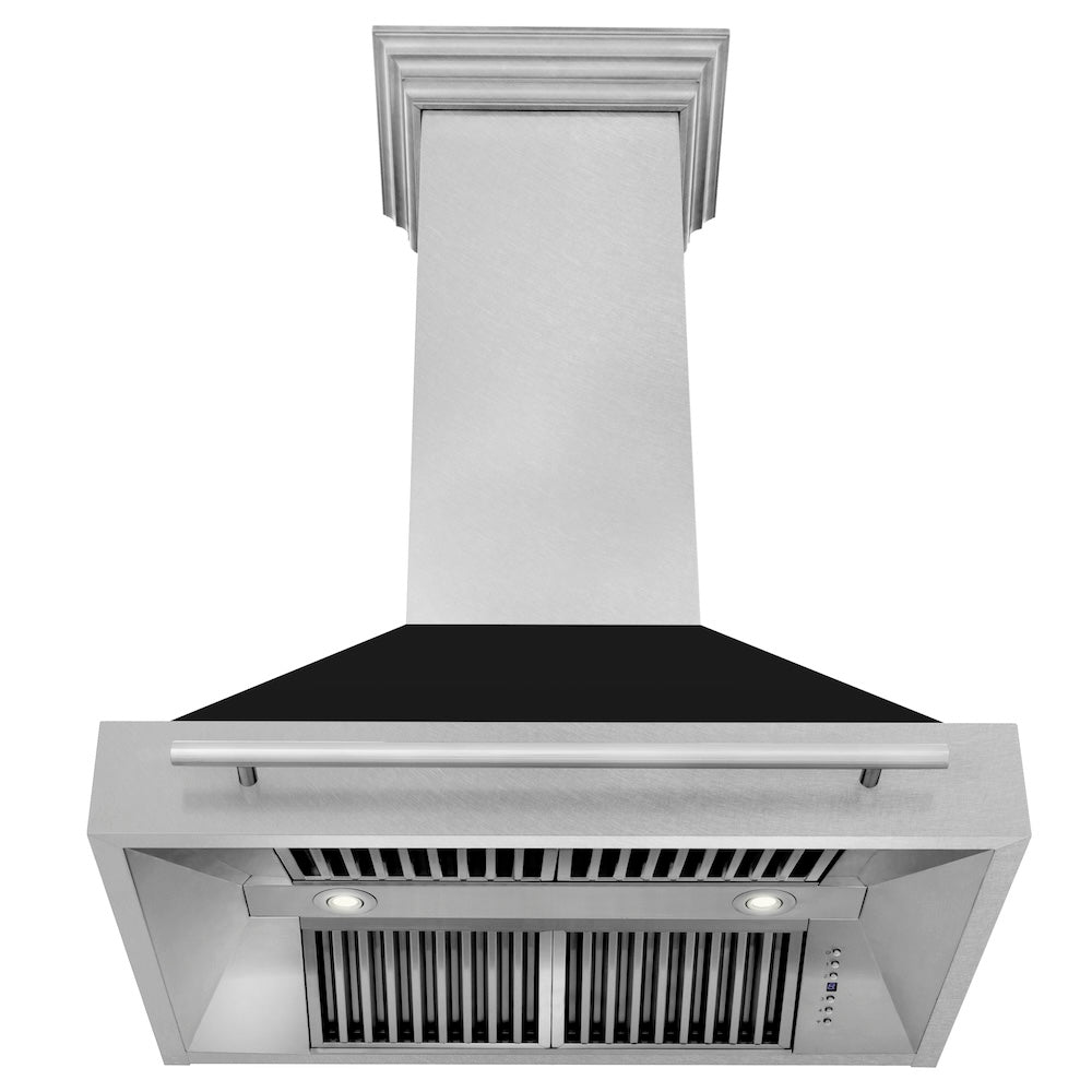 ZLINE 36-inch range hood in satin stainless steel 8654SNX-BLM-36, front view