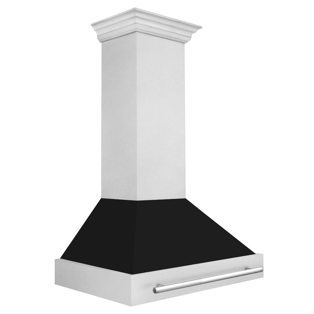 ZLINE 36-inch range hood in satin stainless steel 8654SNX-BLM-36, side view
