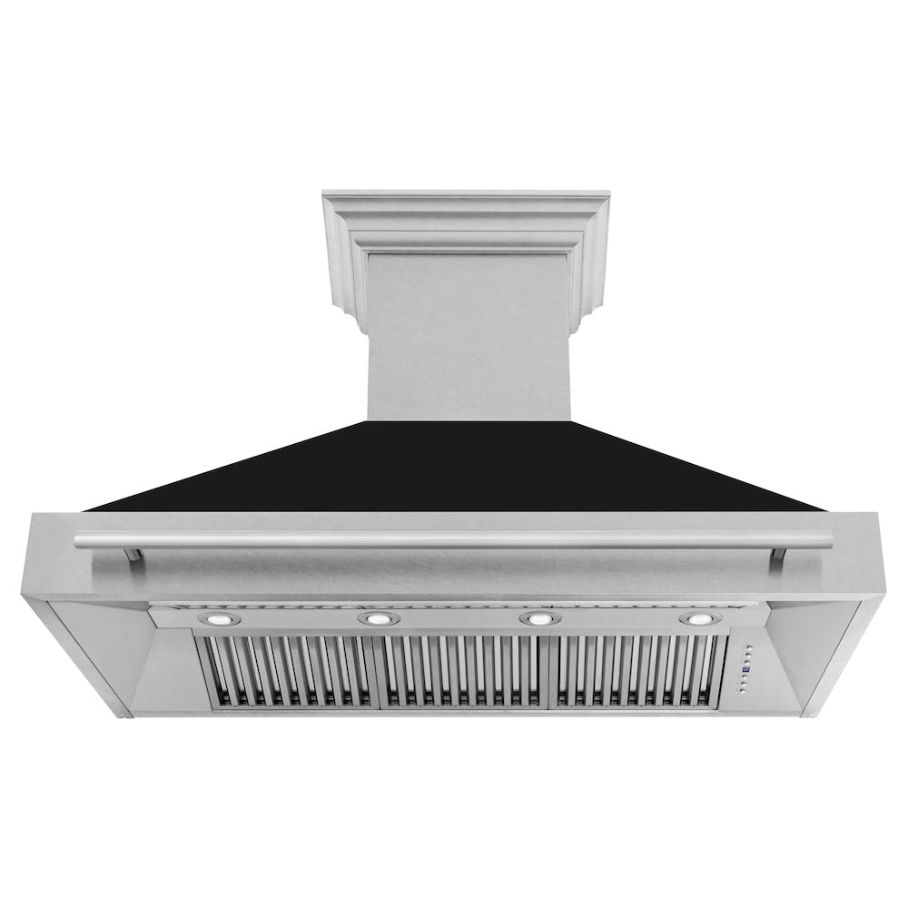 ZLINE 48-inch range hood in satin stainless steel 8654SNX-BLM-48, front view
