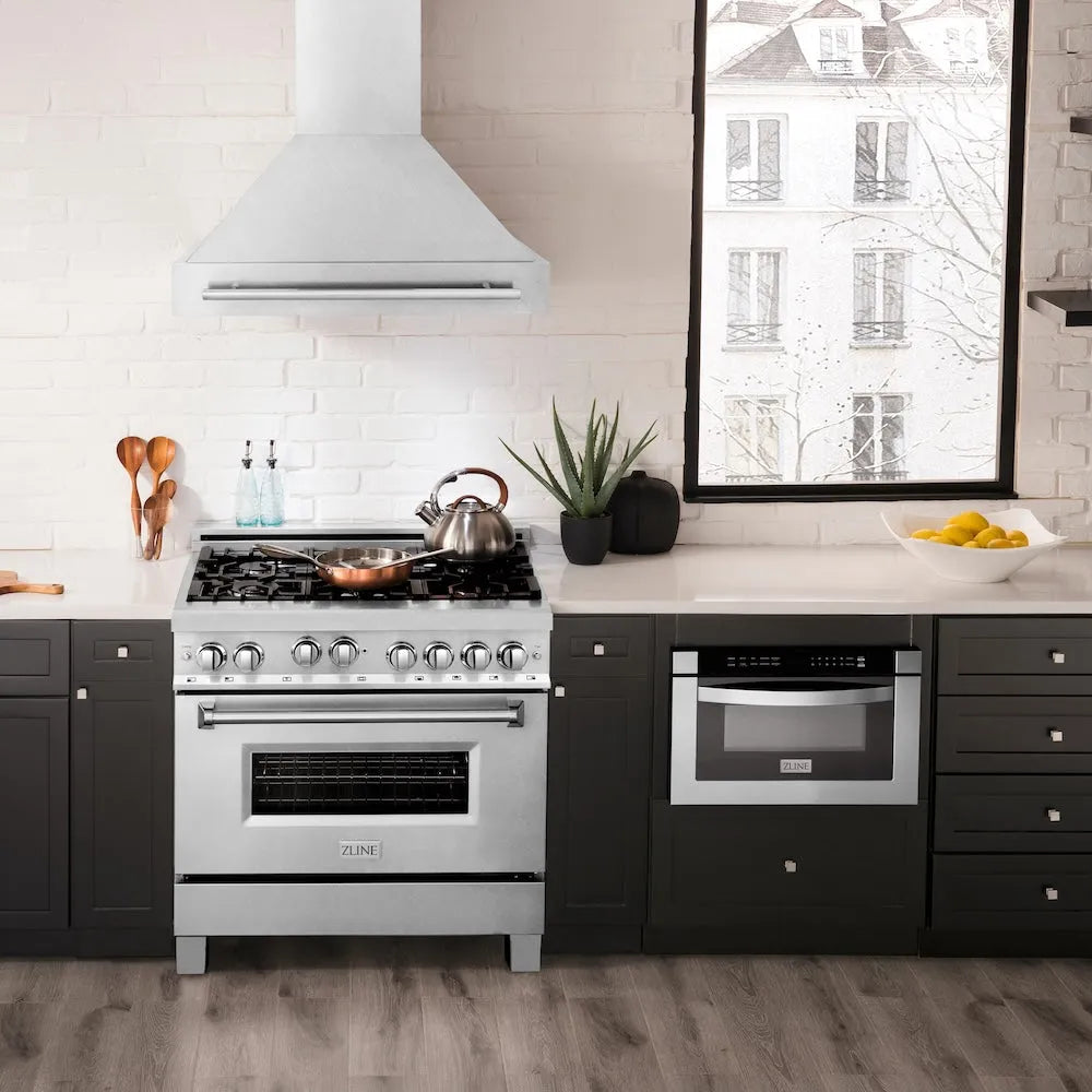 ZLINE 36-inch range hood in satin stainless steel 8654SNX-36, view 2