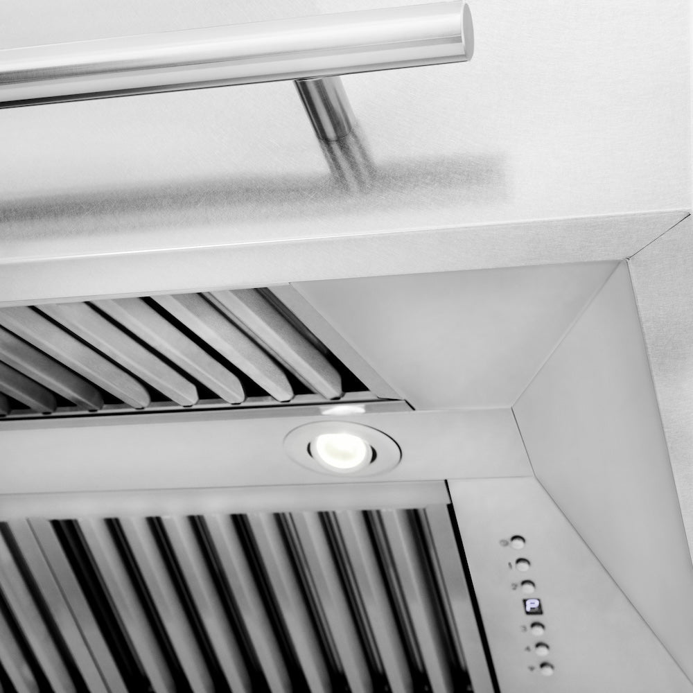 ZLINE 48-inch range hood in satin stainless steel 8654SNX-48, detail