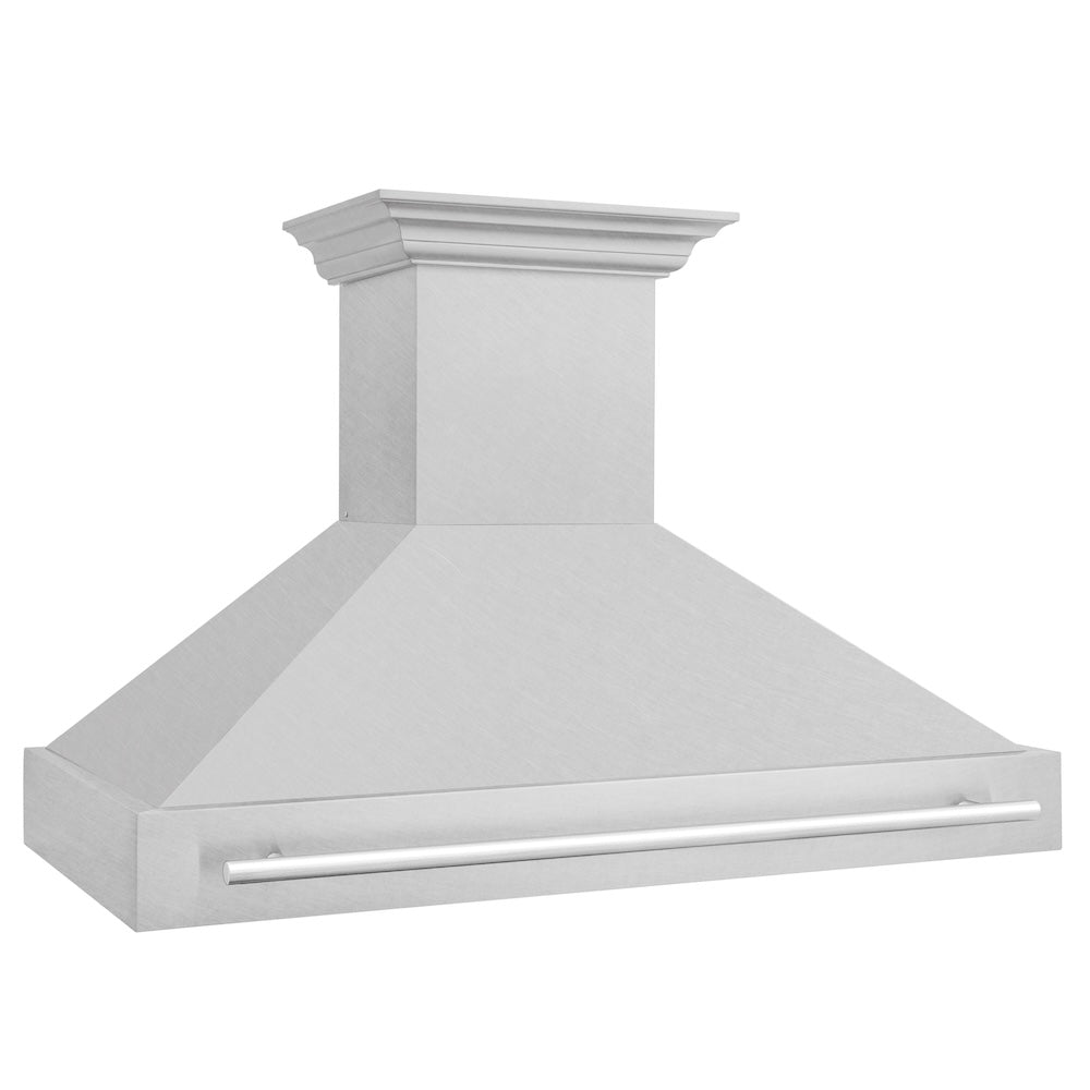 ZLINE 48-inch range hood in satin stainless steel 8654SNX-48, side view