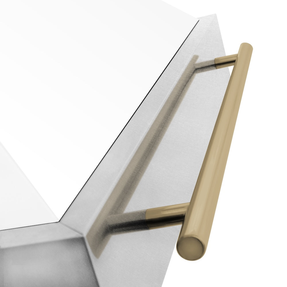 ZLINE Autograph Edition 48-inch range hood in satin stainless steel and champagne bronze accents 8654SNZ-WM48-CB, detail