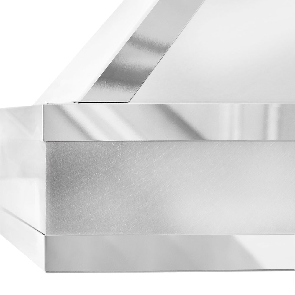 ZLINE Designer 36-inch range hood in satin stainless steel and mirror accents 655MR-36, detail