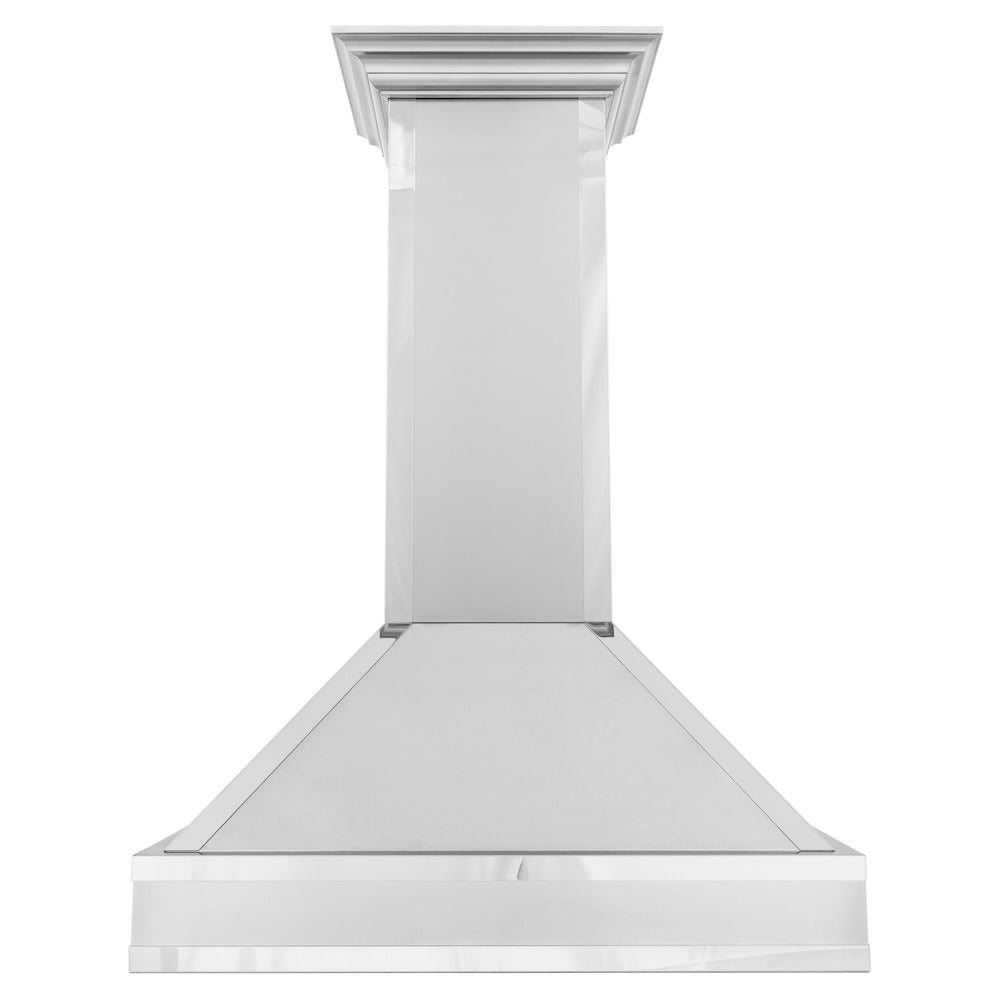 ZLINE Designer 36-inch range hood in satin stainless steel and mirror accents 655MR-36, front view