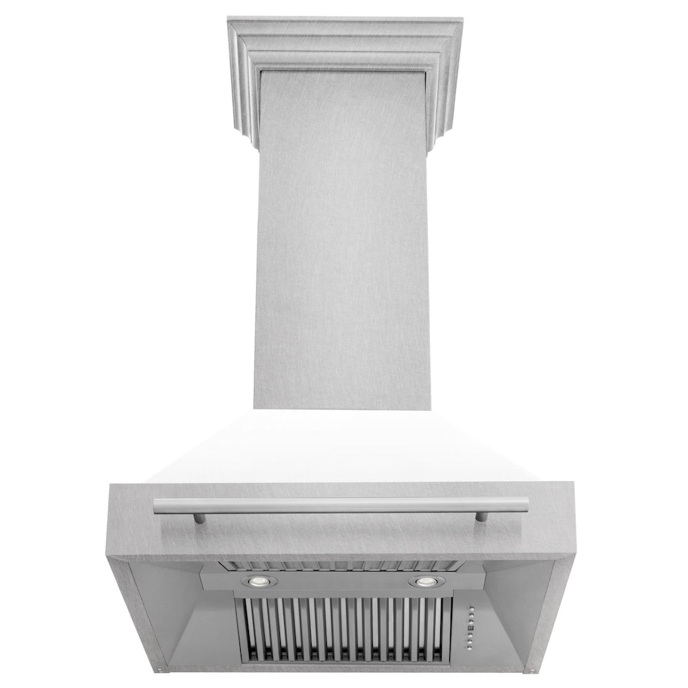 ZLINE 30-inch range hood in satin stainless steel 8654SNX-WM-30, front view