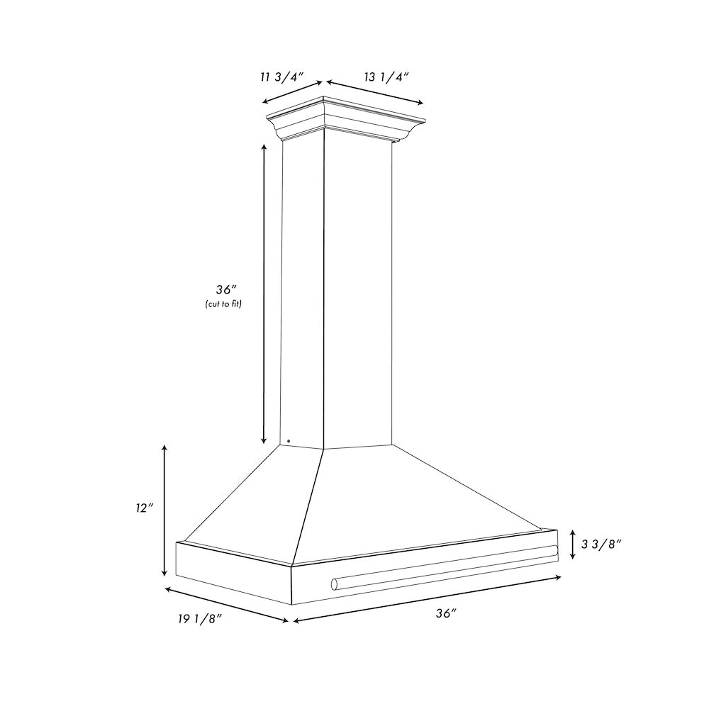 ZLINE 36-inch range hood in satin stainless steel KB4SNX-C-36, view 7