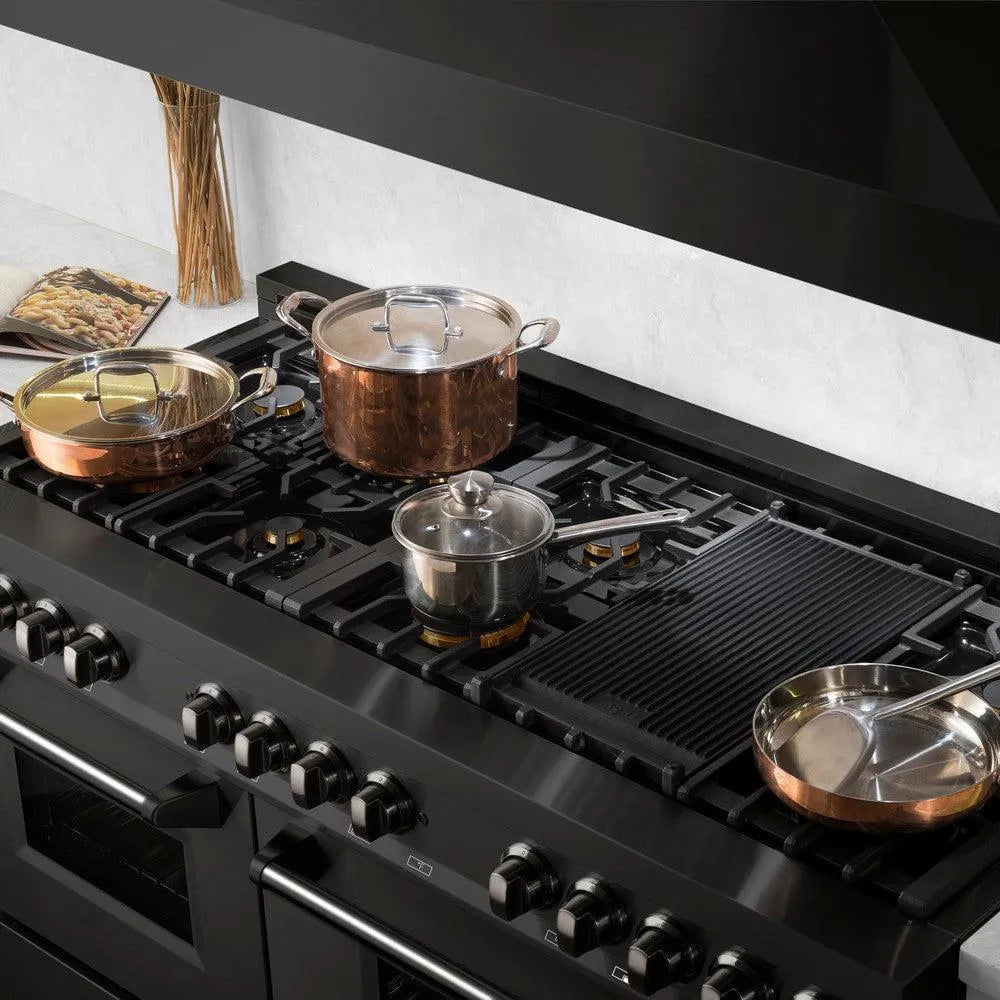 ZLINE Legacy 60-inch range in black stainless steel RAB-60, view 3