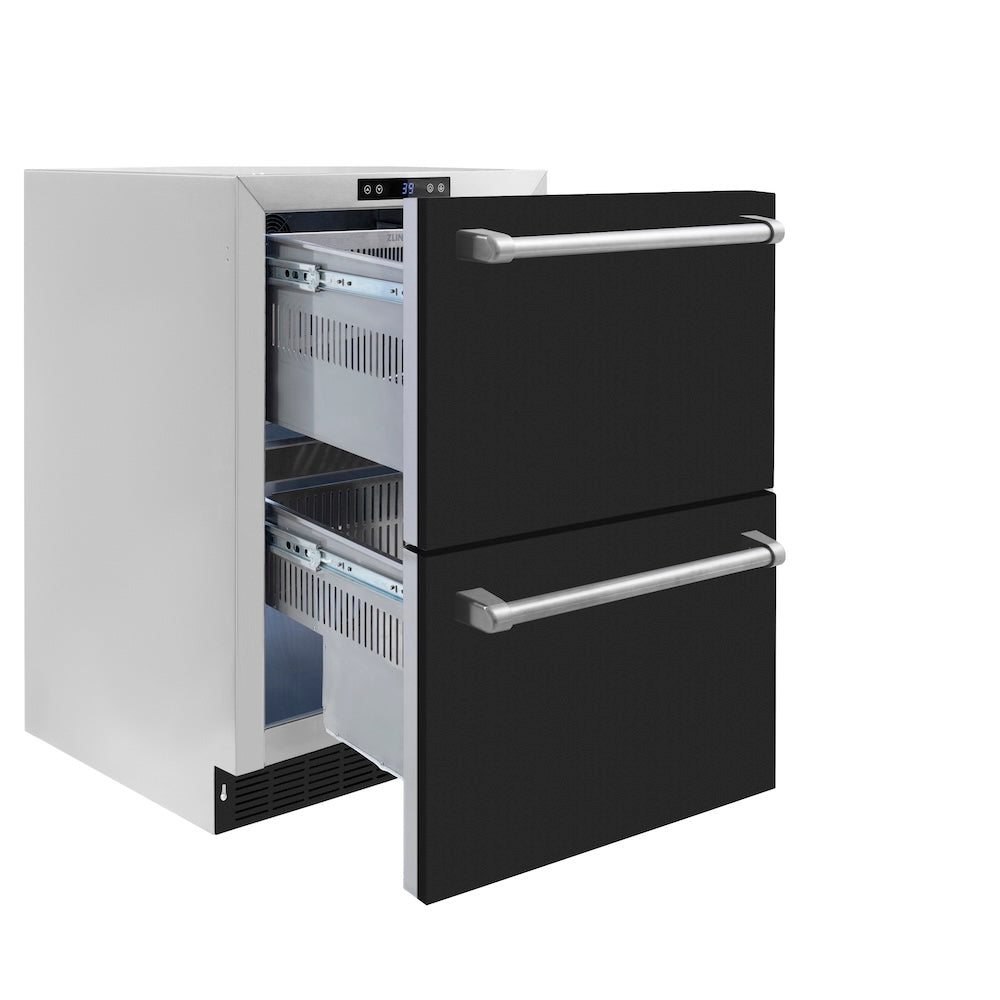 ZLINE Touchstone 24-inch refrigerator in black matte RDSO-BLM-24, door open