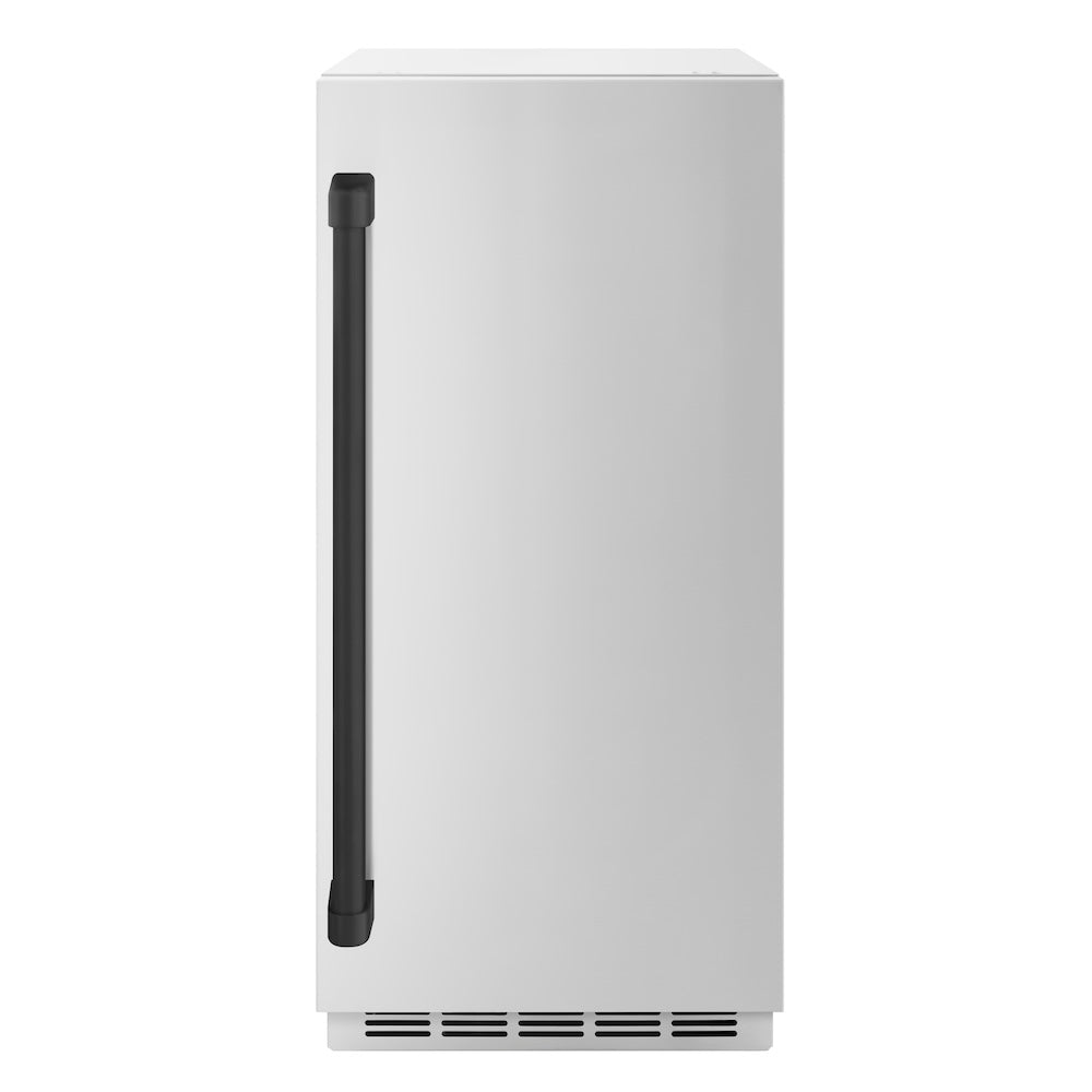 ZLINE Autograph Edition Touchstone 15-inch ice maker in stainless steel and matte black accents ICCDZ-ST-15-MB