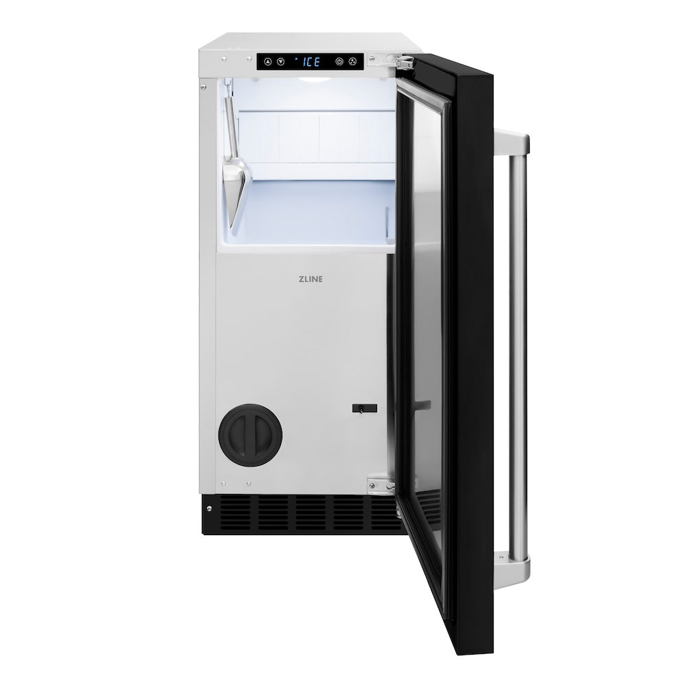 ZLINE Touchstone 15-inch ice maker in black matte IGMD-BLM-15, front view