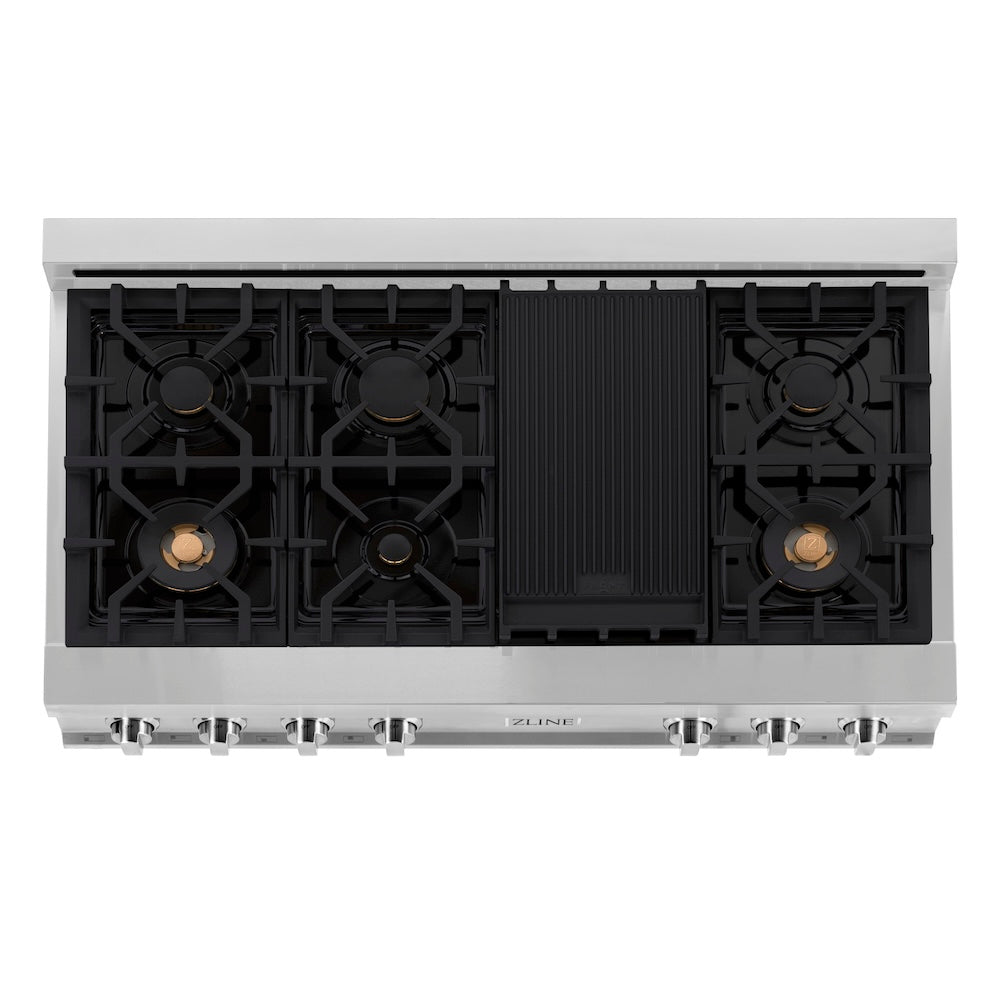ZLINE Legacy 48-inch rangetop in stainless steel RT-BR-48, from above
