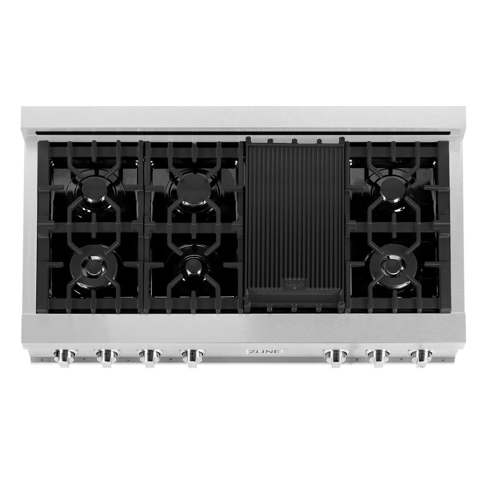 ZLINE Legacy 48-inch rangetop in satin stainless steel RTS-48, from above