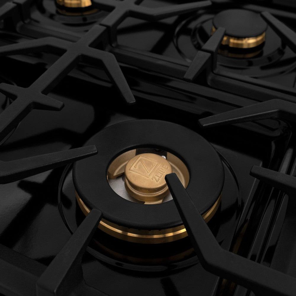 ZLINE Autograph Edition Legacy 60-inch range in stainless steel and polished gold accents RAZ-60-G, detail