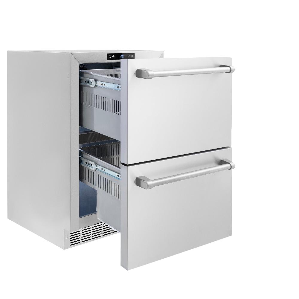 ZLINE Touchstone 24-inch refrigerator in stainless steel RDSO-ST-24, door open