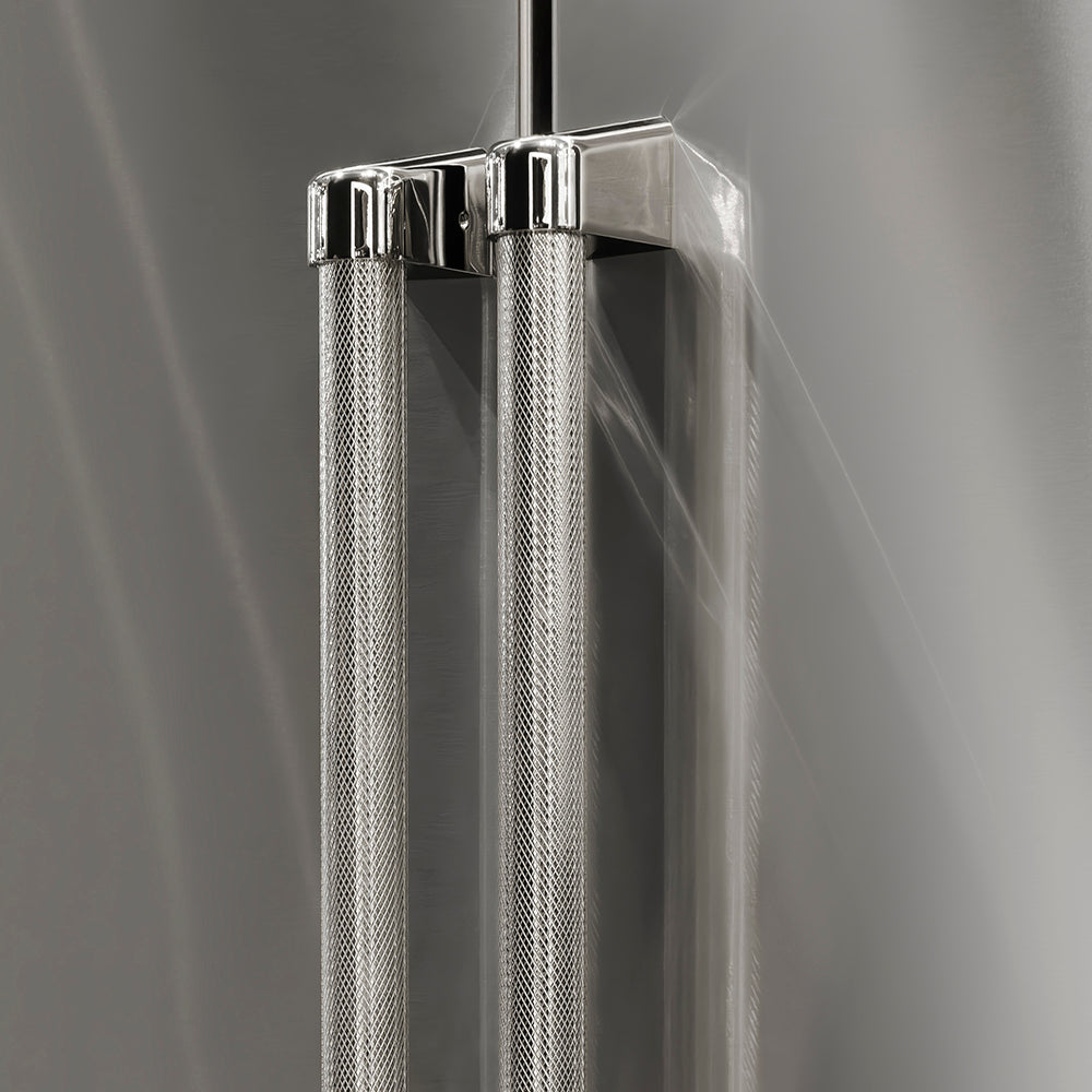 ZLINE Autograph Edition 60-inch refrigerator in stainless steel with graphite gray interior and polished nickel accents GRBIVZ-30460KPN, detail