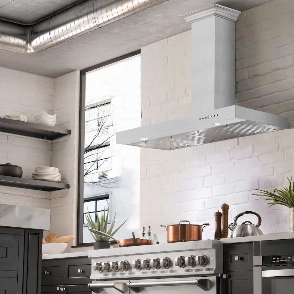 ZLINE Convertible Vent 42-inch range hood in stainless steel KE-42, side view