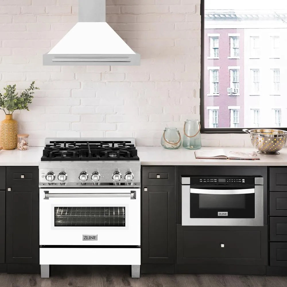 ZLINE 30-inch range hood in satin stainless steel KB4SNX-WM-30, front view