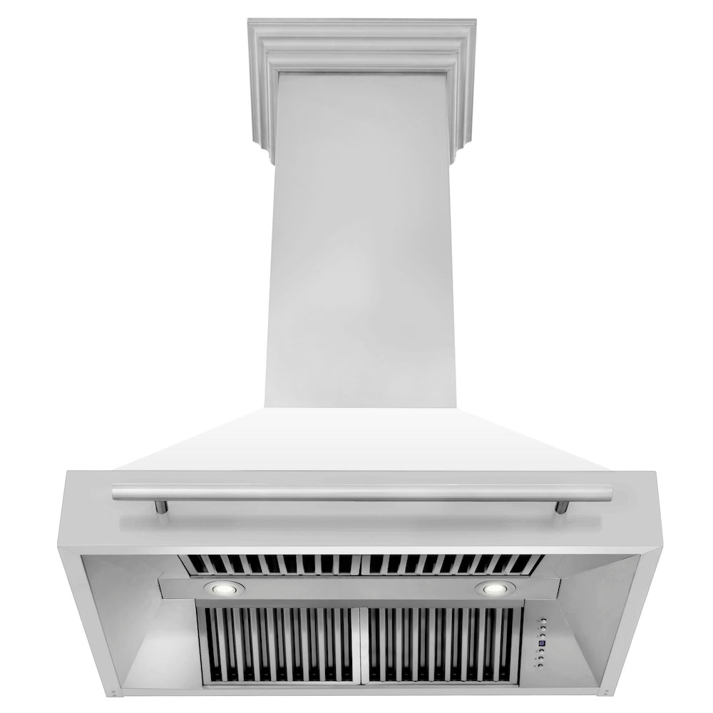 ZLINE 36-inch range hood in white matte 8654STX-WM-36, front view