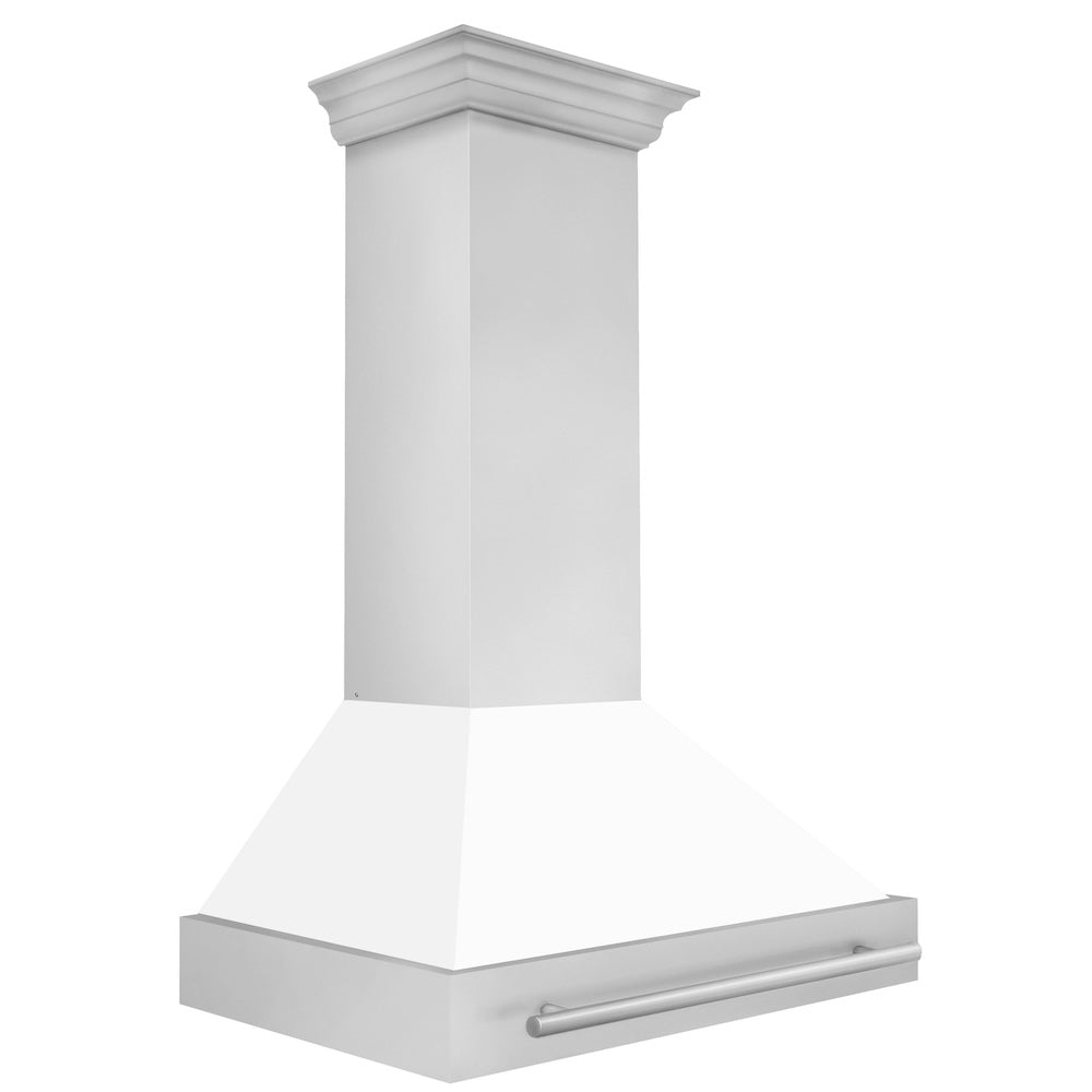 ZLINE 36-inch range hood in white matte 8654STX-WM-36, side view