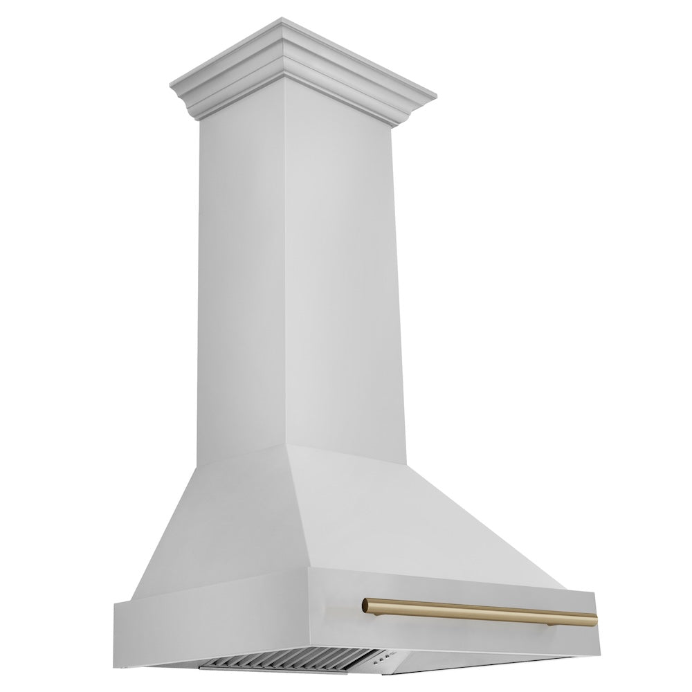 ZLINE Autograph Edition 30-inch range hood in stainless steel and champagne bronze accents 8654STZ-30-CB