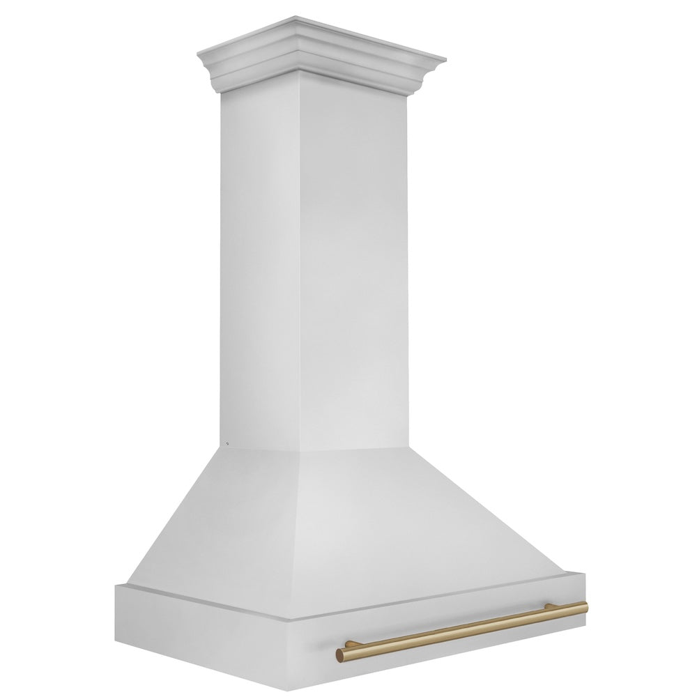 ZLINE Autograph Edition 36-inch range hood in stainless steel and champagne bronze accents 8654STZ-36-CB, side view