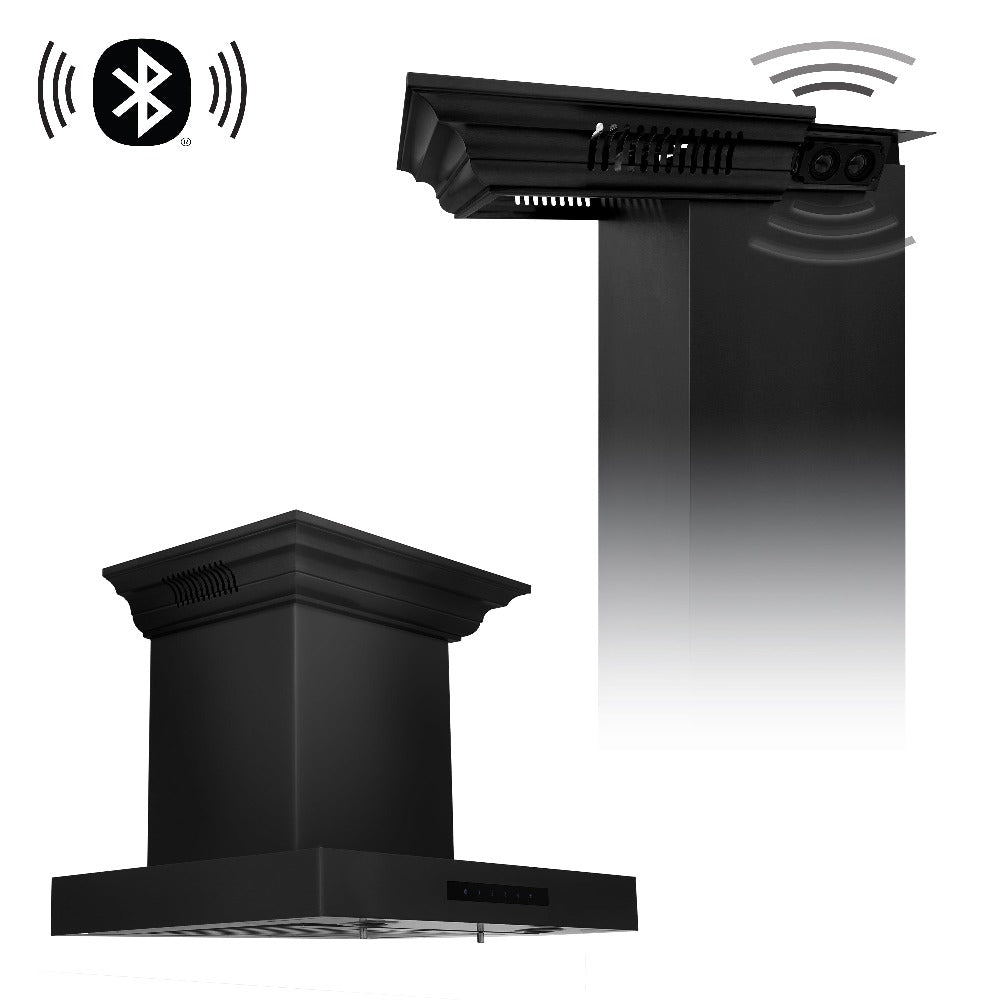 ZLINE CrownSound 30-inch range hood in black stainless steel BSKENCRN-BT-30