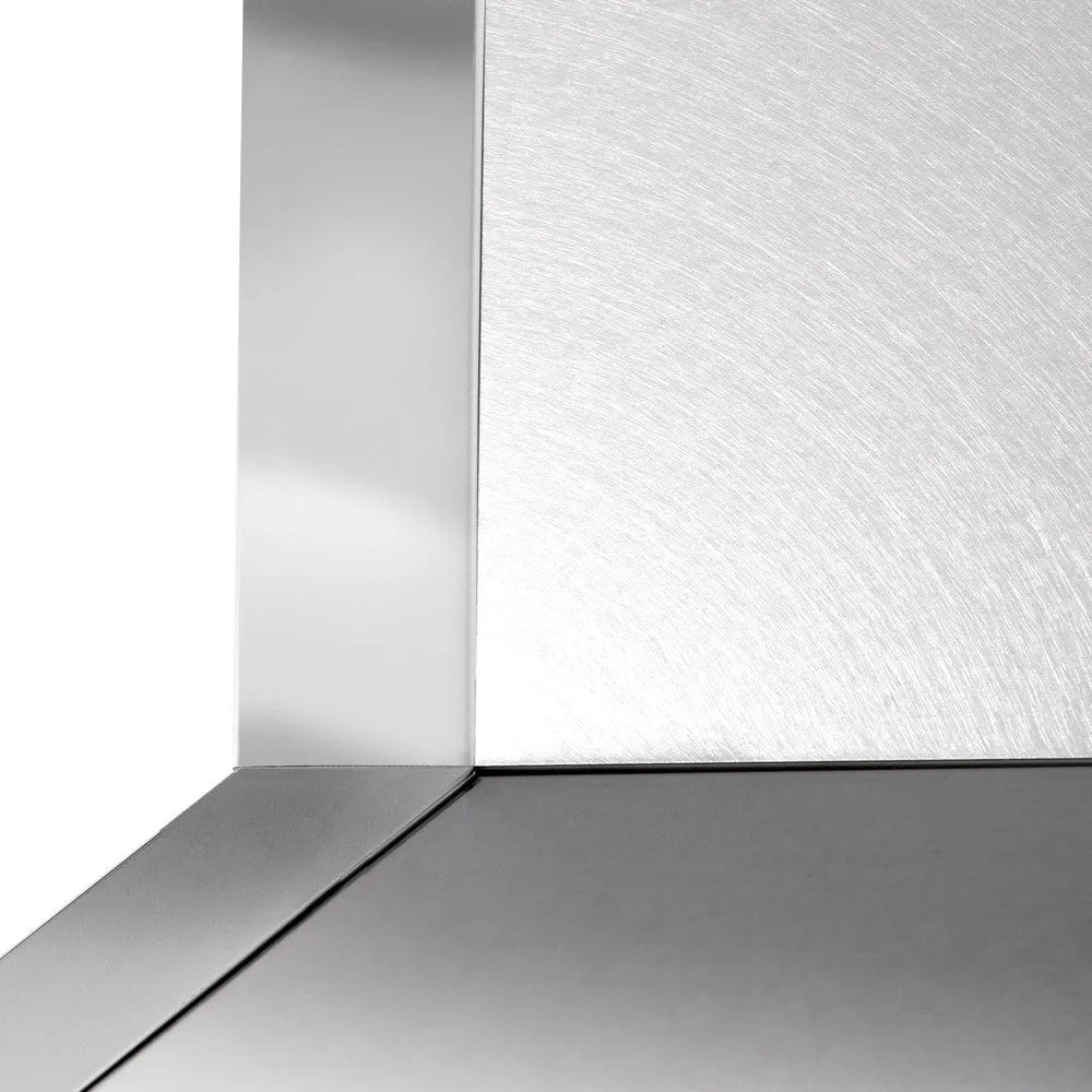 ZLINE Designer 30-inch range hood in satin stainless steel and mirror accents 655MR-30, detail