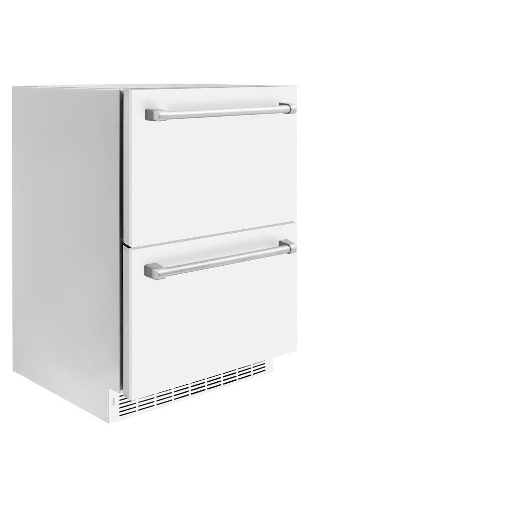 ZLINE Touchstone 24-inch refrigerator in white matte RDSO-WM-24, side view