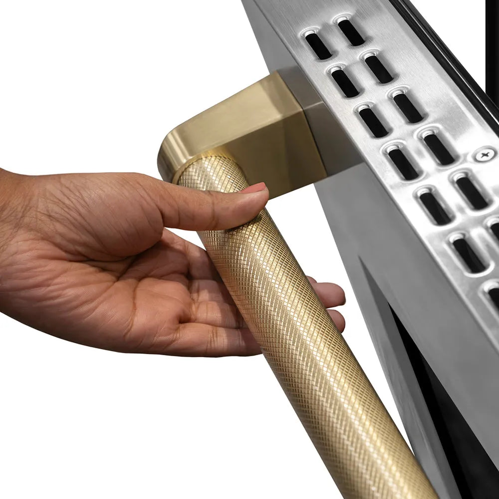 ZLINE Autograph Edition Paramount 48-inch range in stainless steel and champagne bronze accents PSDRZ-48-KCB, detail